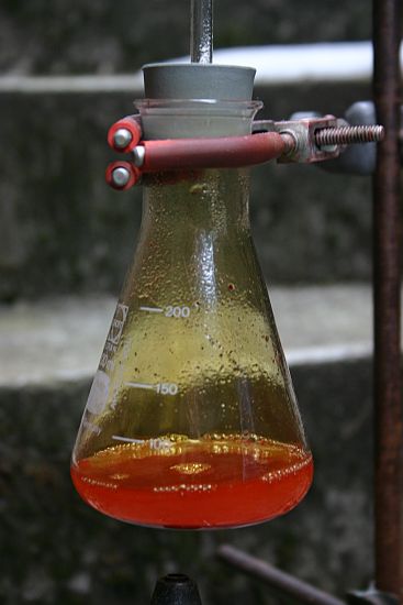 Beim Aufl�sen von Palladium in Salzs�ure und Kaliumnitrat entstehen Stickstoffdioxid und Chlor