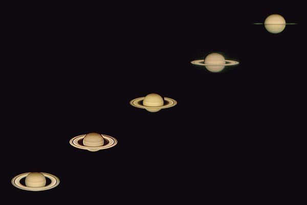 Saturn von 2005 (fast maximale Ring�ffnung) bis 2009 (Kantenstellung)