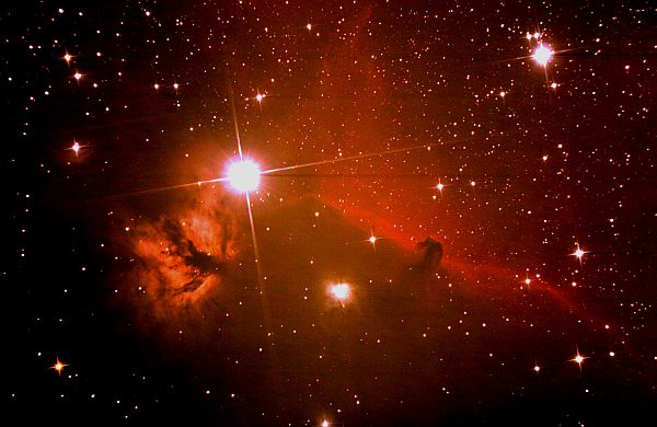 Alnitak, Flammennebel und Pferdekopfnebel NGC 2024 - 2x200 Aufnahmen � 30s addiert - Universum zum Anfassen